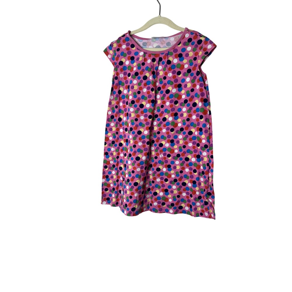 Hanna Andersson Dress Girls 8-10 Multicolor Polka Dot Short Sleeve Jersey Casual